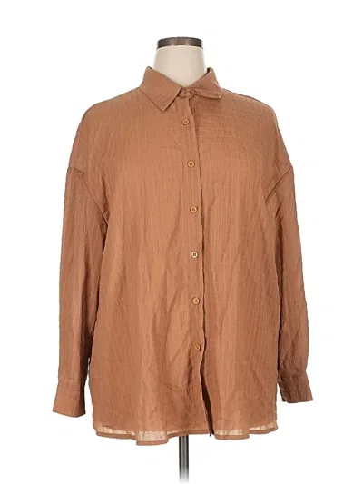 Pre-owned Shein Curve Long Sleeve Blouse In Brown