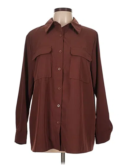 Pre-owned Shein Curve Long Sleeve Blouse In Brown