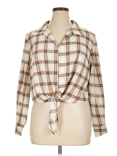 Pre-owned Shein Curve Long Sleeve Blouse In Brown