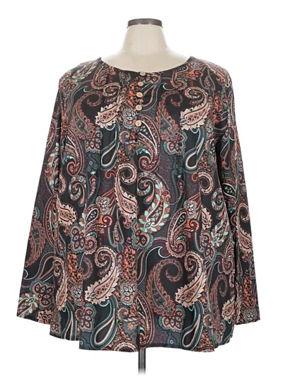 Pre-owned Shein Curve Long Sleeve Blouse In Brown