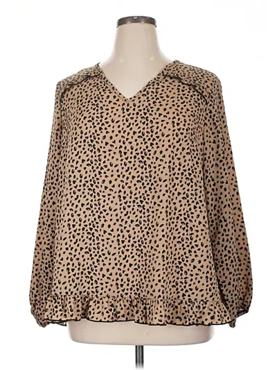 Pre-owned Shein Curve Long Sleeve Blouse In Brown