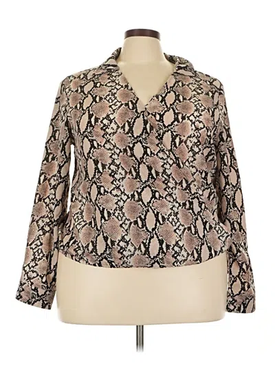 Pre-owned Shein Curve Long Sleeve Blouse In Brown