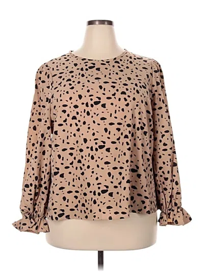 Pre-owned Shein Curve Long Sleeve Blouse In Brown