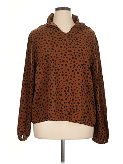 Pre-owned Shein Curve Long Sleeve Blouse In Brown