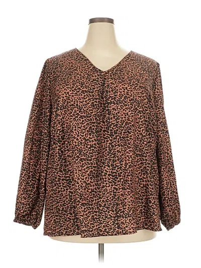 Pre-owned Shein Curve Long Sleeve Blouse In Brown