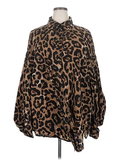 Pre-owned Shein Curve Long Sleeve Blouse In Brown