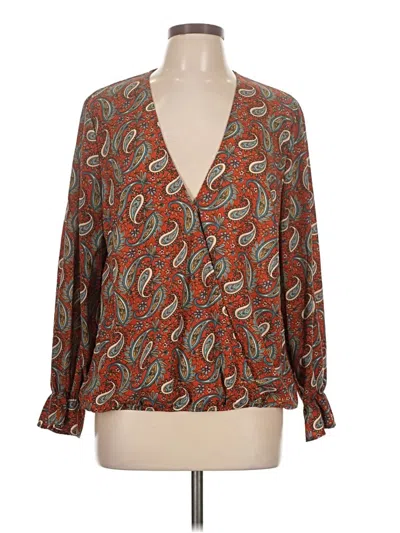 Pre-owned Shein Curve Long Sleeve Blouse In Brown