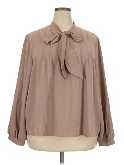 Pre-owned Shein Curve Long Sleeve Blouse In Brown
