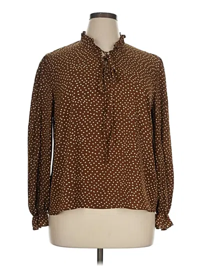 Pre-owned Shein Curve Long Sleeve Blouse In Brown