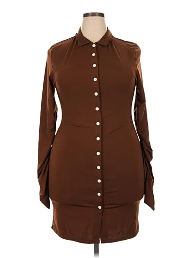 Pre-owned Shein Curve Long Sleeve Blouse In Brown