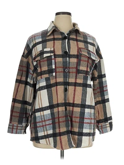 Pre-owned Shein Curve Long Sleeve Blouse In Brown