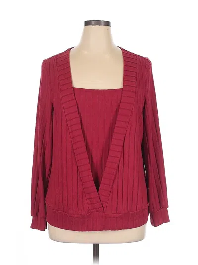 Pre-owned Shein Curve Long Sleeve Blouse In Burgundy