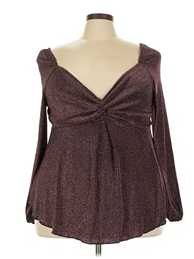 Pre-owned Shein Curve Long Sleeve Blouse In Burgundy
