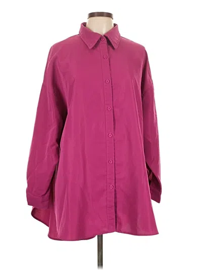 Pre-owned Shein Curve Long Sleeve Blouse In Burgundy