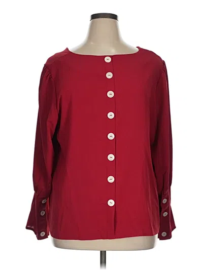 Pre-owned Shein Curve Long Sleeve Blouse In Burgundy