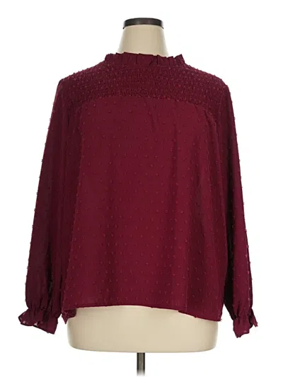 Pre-owned Shein Curve Long Sleeve Blouse In Burgundy