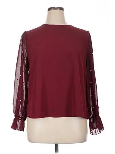 Pre-owned Shein Curve Long Sleeve Blouse In Burgundy