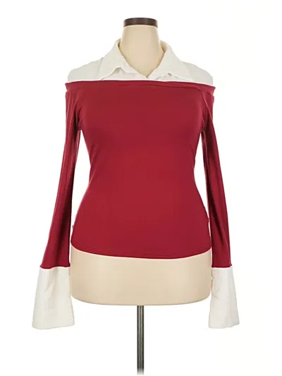 Pre-owned Shein Curve Long Sleeve Blouse In Burgundy