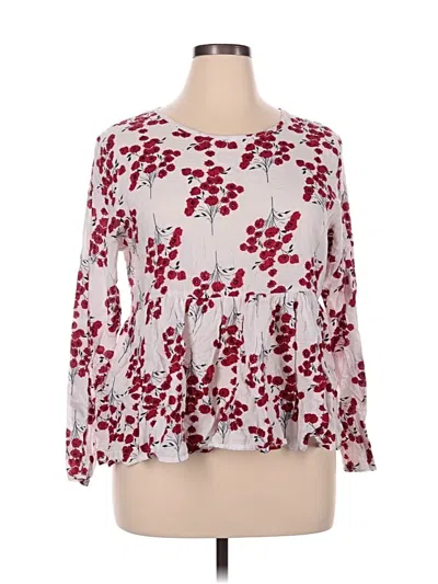 Pre-owned Shein Curve Long Sleeve Blouse In Burgundy