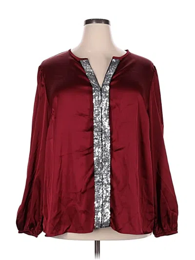 Pre-owned Shein Curve Long Sleeve Blouse In Burgundy