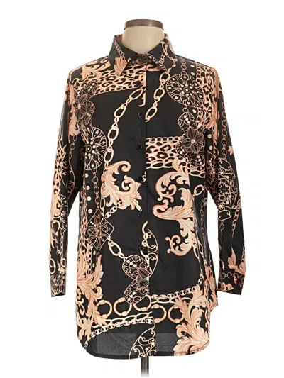 Pre-owned Shein Curve Long Sleeve Blouse In Gold
