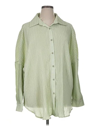 Pre-owned Shein Curve Long Sleeve Blouse In Green