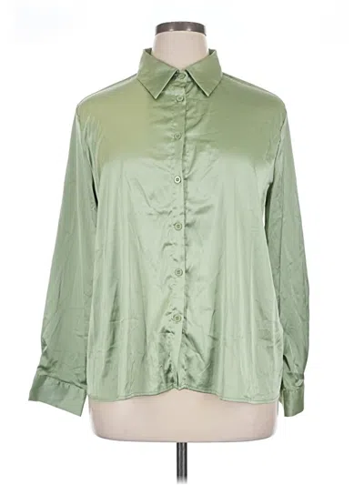 Pre-owned Shein Curve Long Sleeve Blouse In Green