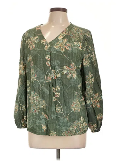 Pre-owned Shein Curve Long Sleeve Blouse In Green