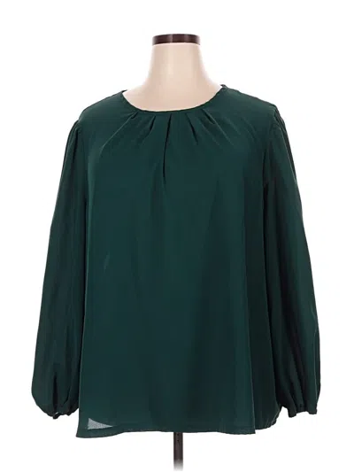 Pre-owned Shein Curve Long Sleeve Blouse In Green