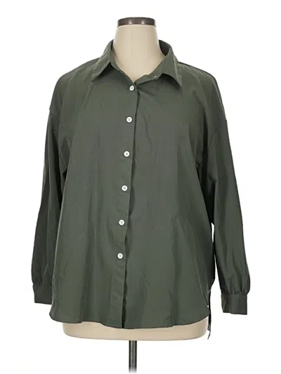 Pre-owned Shein Curve Long Sleeve Blouse In Green