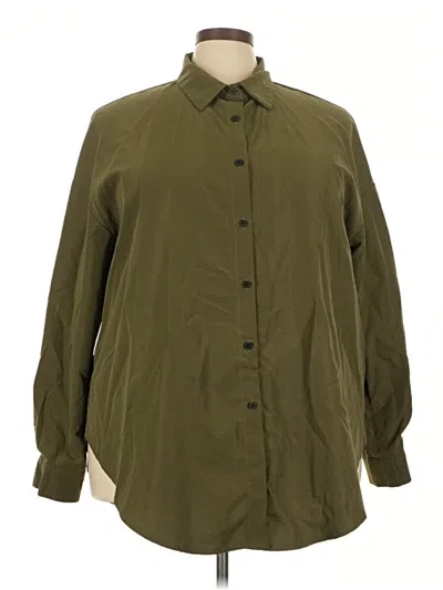 Pre-owned Shein Curve Long Sleeve Blouse In Green