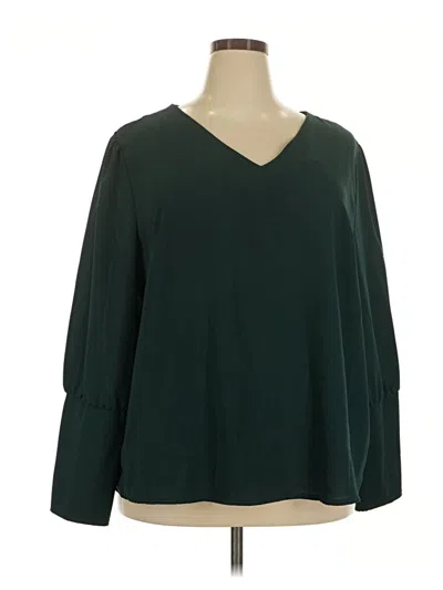 Pre-owned Shein Curve Long Sleeve Blouse In Green