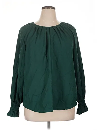 Pre-owned Shein Curve Long Sleeve Blouse In Green