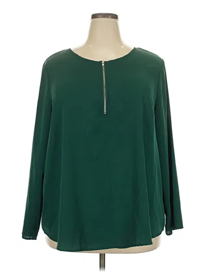 Pre-owned Shein Curve Long Sleeve Blouse In Green