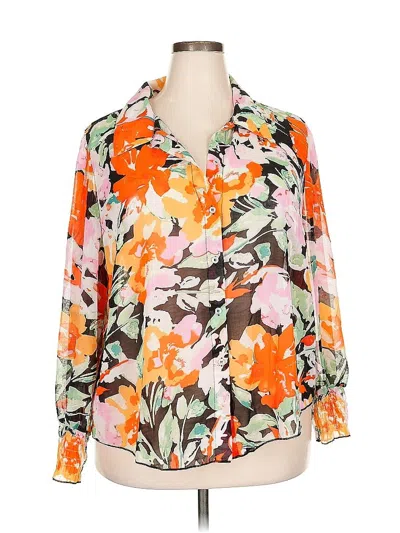 Pre-owned Shein Curve Long Sleeve Blouse In Orange