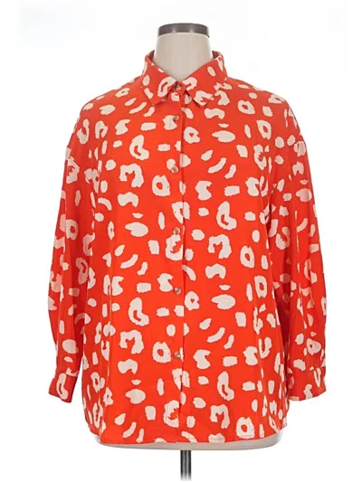 Pre-owned Shein Curve Long Sleeve Blouse In Orange