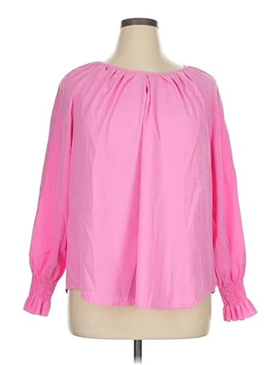 Pre-owned Shein Curve Long Sleeve Blouse In Pink