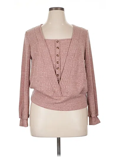 Pre-owned Shein Curve Long Sleeve Blouse In Pink