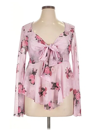 Pre-owned Shein Curve Long Sleeve Blouse In Pink
