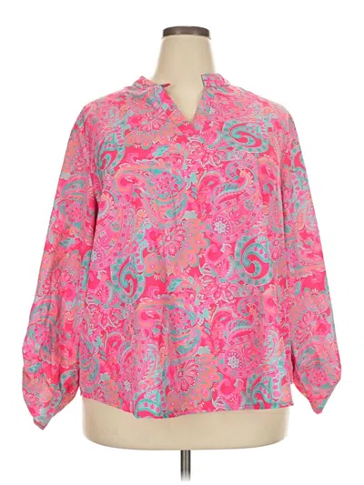 Pre-owned Shein Curve Long Sleeve Blouse In Pink