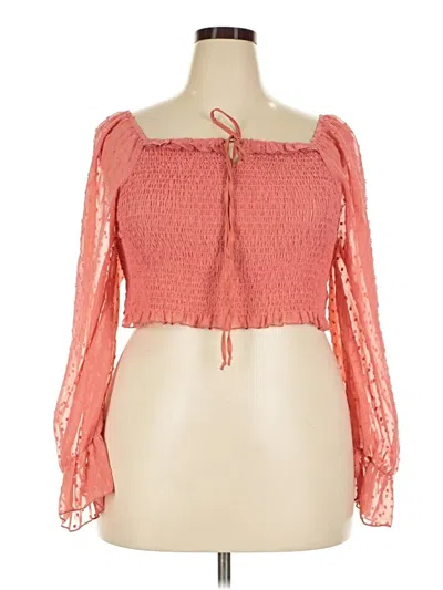 Pre-owned Shein Curve Long Sleeve Blouse In Pink