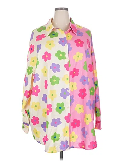 Pre-owned Shein Curve Long Sleeve Blouse In Pink