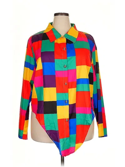 Pre-owned Shein Curve Long Sleeve Blouse In Red