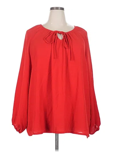 Pre-owned Shein Curve Long Sleeve Blouse In Red