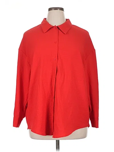 Pre-owned Shein Curve Long Sleeve Blouse In Red