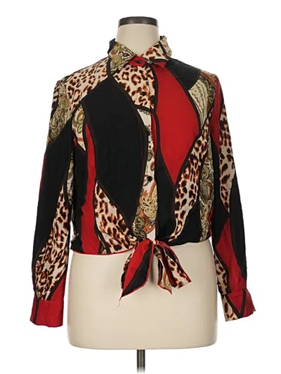 Pre-owned Shein Curve Long Sleeve Blouse In Red