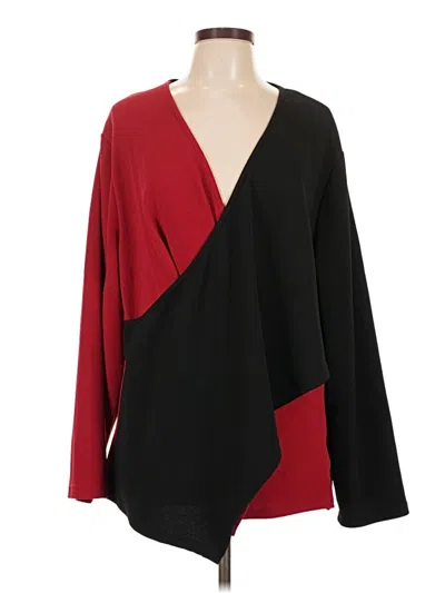 Pre-owned Shein Curve Long Sleeve Blouse In Red