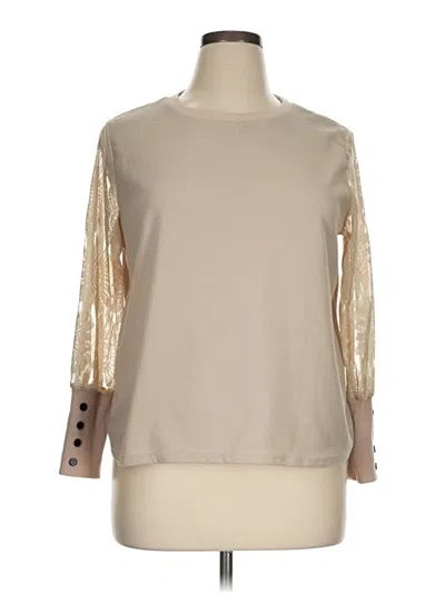 Pre-owned Shein Curve Long Sleeve Blouse In Tan