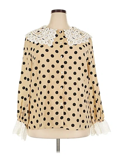 Pre-owned Shein Curve Long Sleeve Blouse In Tan