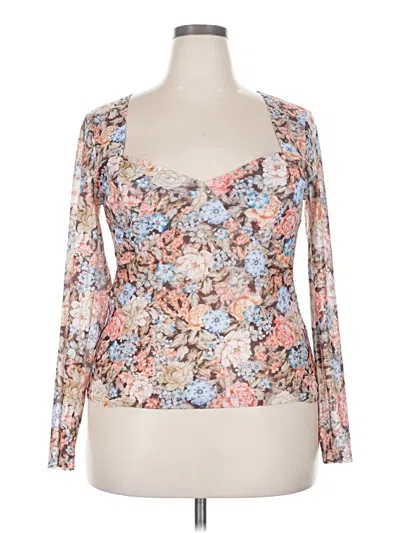 Pre-owned Shein Curve Long Sleeve Blouse In Tan